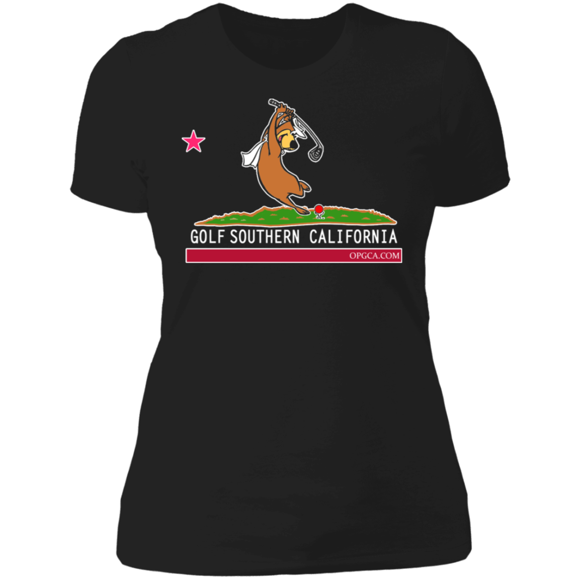 OPG Custom Design #15. Golf Southern California with Yogi Bear Fan Art. Ladies' Boyfriend T-Shirt