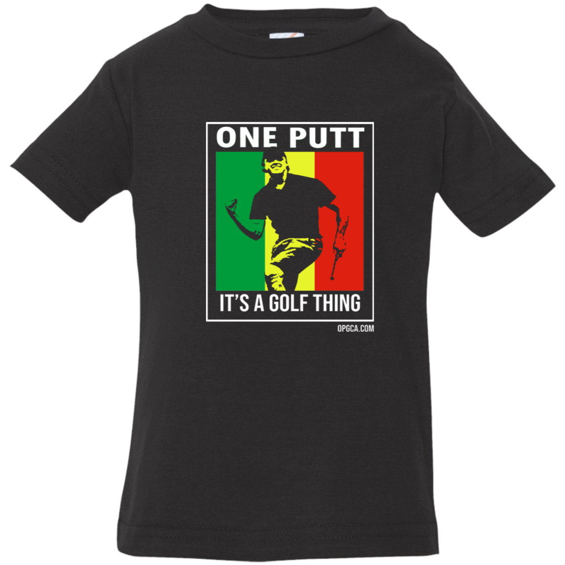 OPG Custom Design #22. One Putt / One Love Parody with Fan Art. Male Edition. Infant Jersey T-Shirt