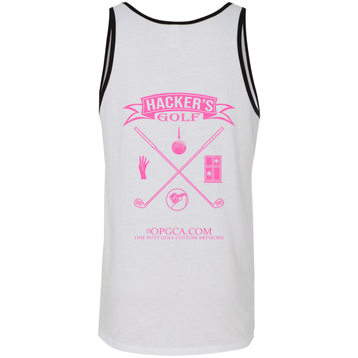 ZZZ#20 OPG Custom Design. 1st Annual Hackers Golf Tournament. Ladies Edition. 2 Tone Tank 100% Combed and Ringspun Cotton