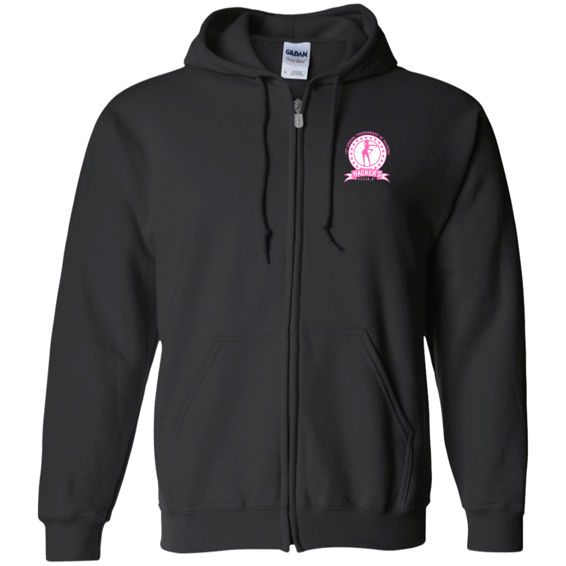 ZZZ#20 OPG Custom Design. 1st Annual Hackers Golf Tournament. Ladies Edition. Zip Up Hooded Sweatshirt