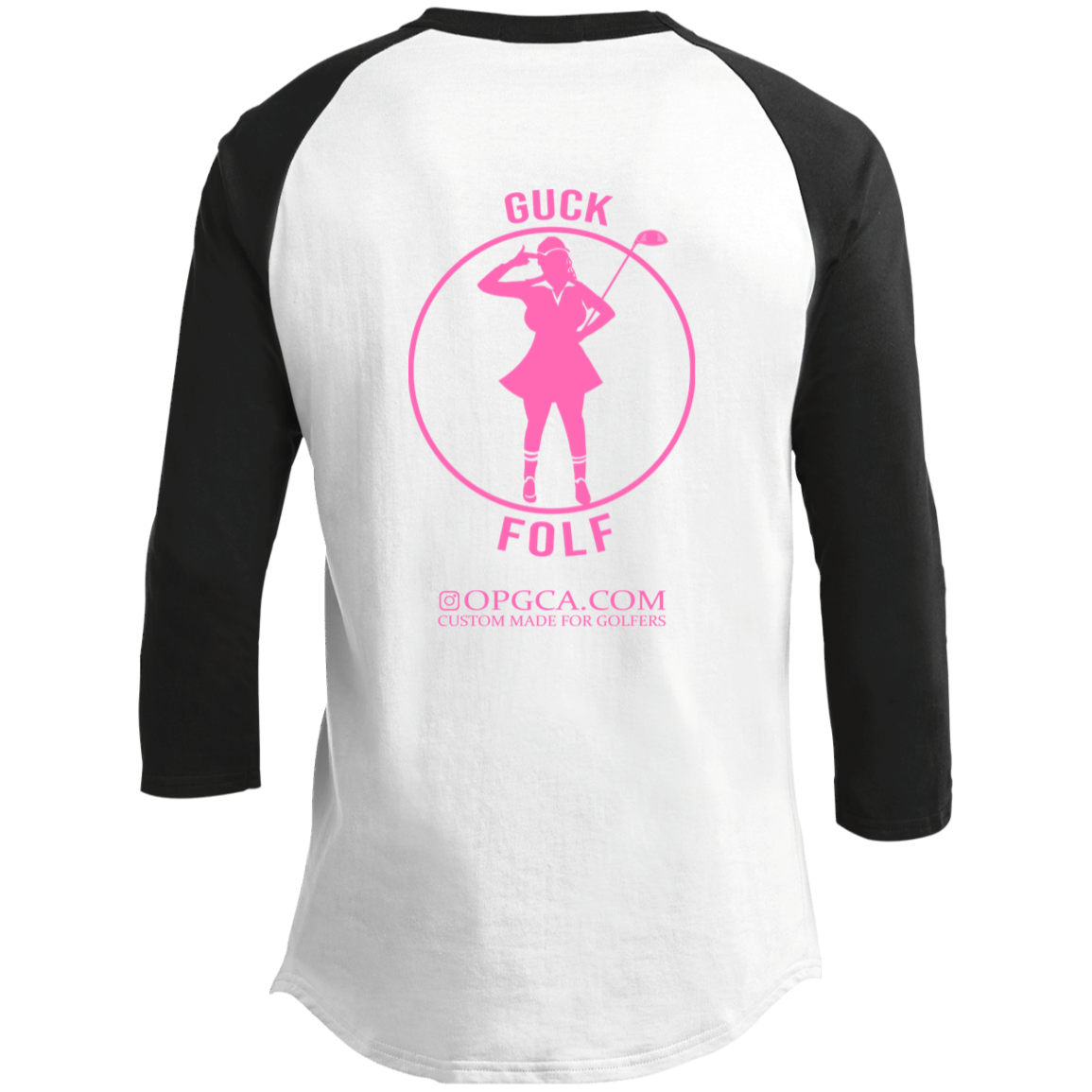 OPG Custom Design #19. GUCK FOLF. Female Edition. Youth 3/4 Raglan Sleeve Shirt