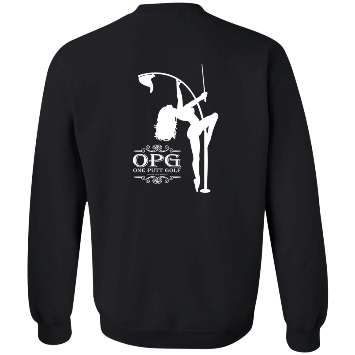 OPG Custom Design #10. Lady on Front / Flag Pole Dancer On Back. Youth Crewneck Sweatshirt