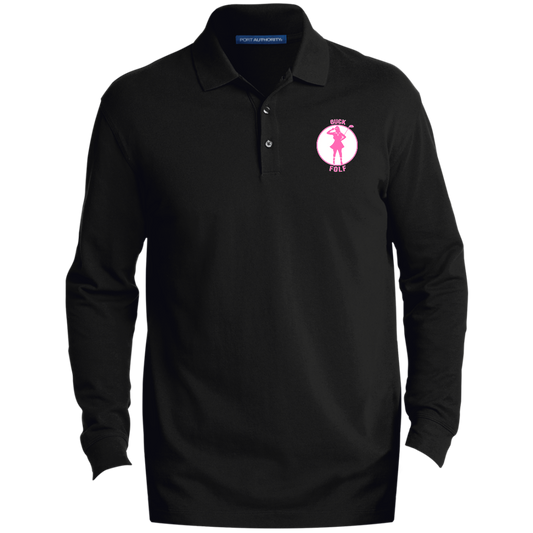 OPG Custom Design #19. GUCK FOLF. Female Edition. Men's EZCotton™ Long Sleeve Polo