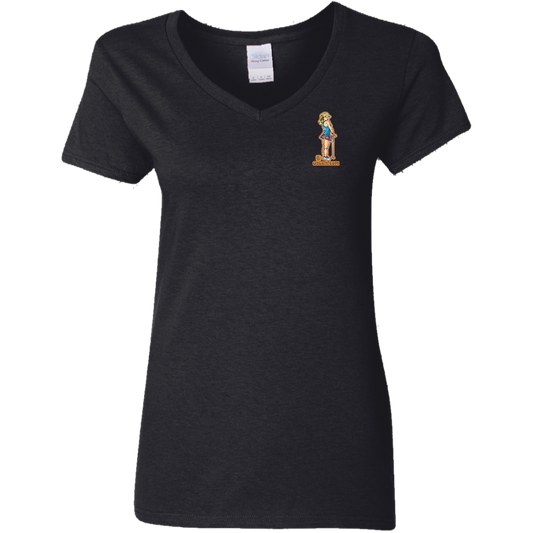 OPG Custom Design #28. Drive it. Chip it. One Putt golf it. Ladies' 5.3 oz. V-Neck T-Shirt