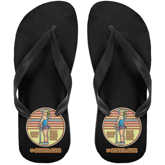 OPG Custom Design #28. Drive it. Chip it. One Putt golf it. Adult Flip Flops