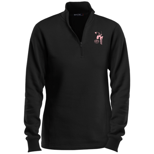 OPG Custom Design #10. Lady on Front / Flag Pole Dancer On Back. Ladies 1/4 Zip Sweatshirt