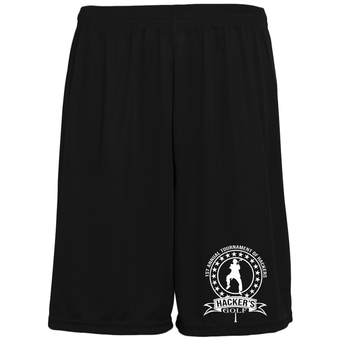 OPG Custom Design #20. 1st Annual Hackers Golf Tournament. 100% Polyester Training Shorts w/Pockets