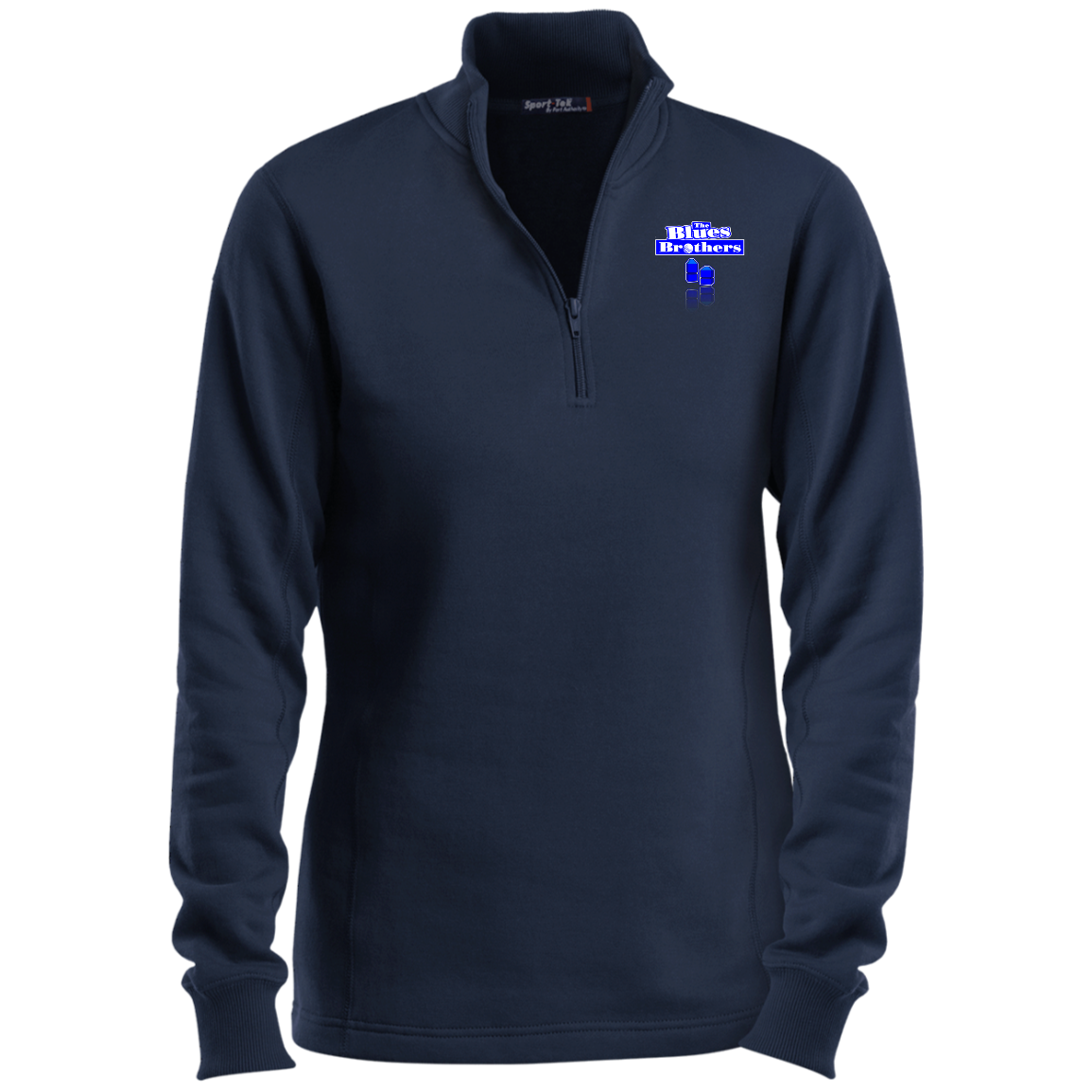 OPG Custom Design #3. Blue Tees Blues Brothers Fan Art. Ladies 1/4 Zip Sweatshirt