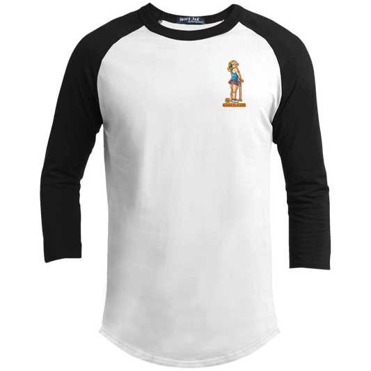 OPG Custom Design #28. Drive it. Chip it. One Putt golf it. Youth 3/4 Raglan Sleeve Shirt