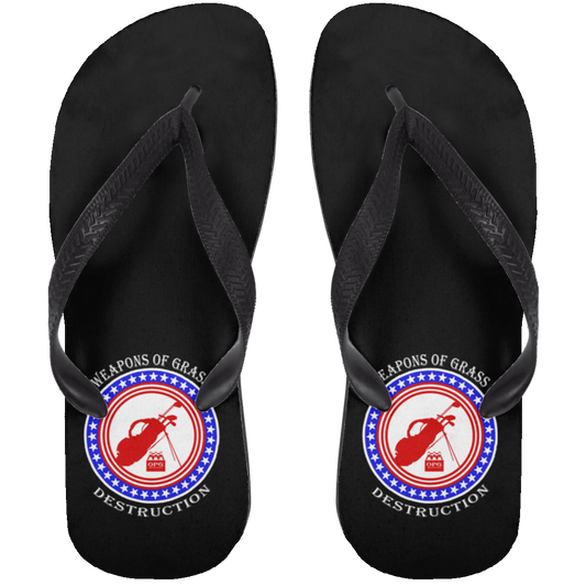 OPG Custom Design #18. Weapons of Grass Destruction. Adult Flip Flops