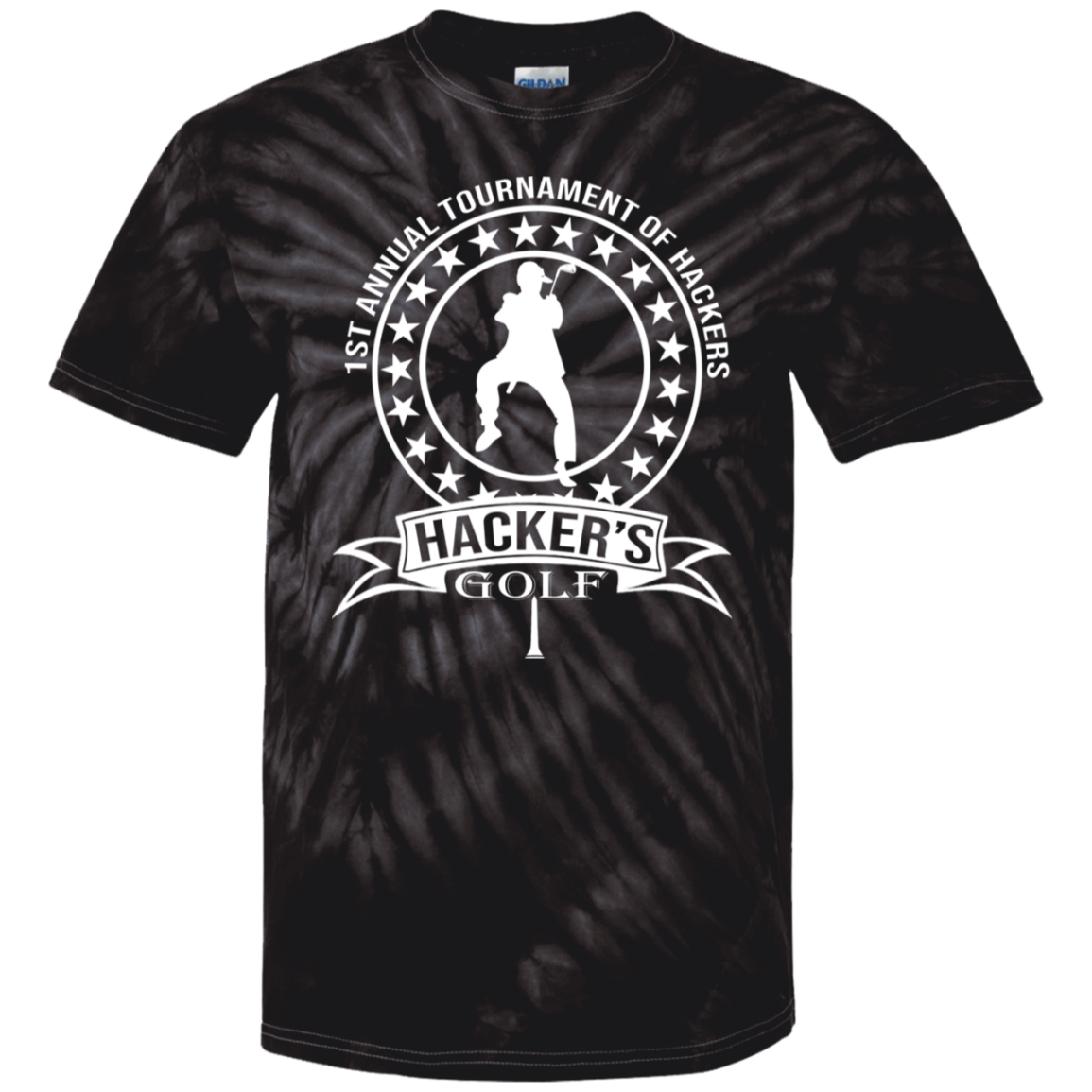 OPG Custom Design #20. 1st Annual Hackers Golf Tournament. Youth Tie-Dye T-Shirt