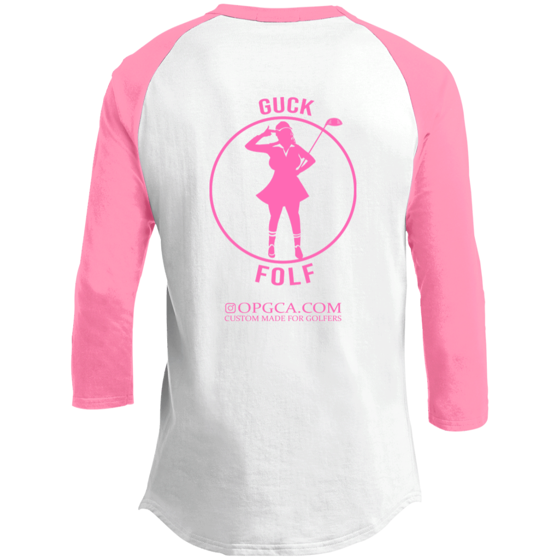 OPG Custom Design #19. GUCK FOLF. Female Edition. Youth 3/4 Raglan Sleeve Shirt