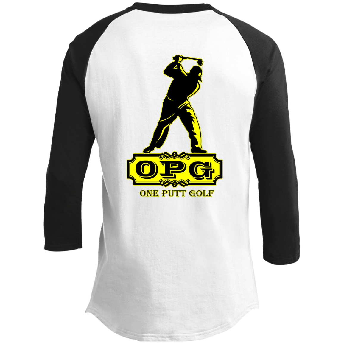 OPG Custom Design #19. GUCK FOLF. Men's Edition. 3/4 Raglan Sleeve Shirt 100% Ringspun Combed Cotton