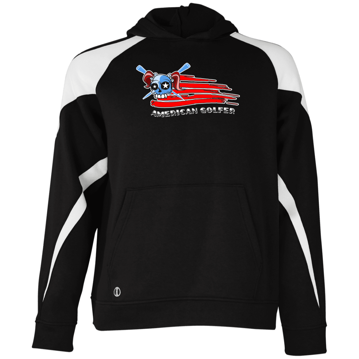 OPG Custom Design #12. American Golfer. Female Edition. Youth Athletic Colorblock Fleece Hoodie