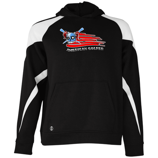 OPG Custom Design #12. American Golfer. Female Edition. Youth Athletic Colorblock Fleece Hoodie