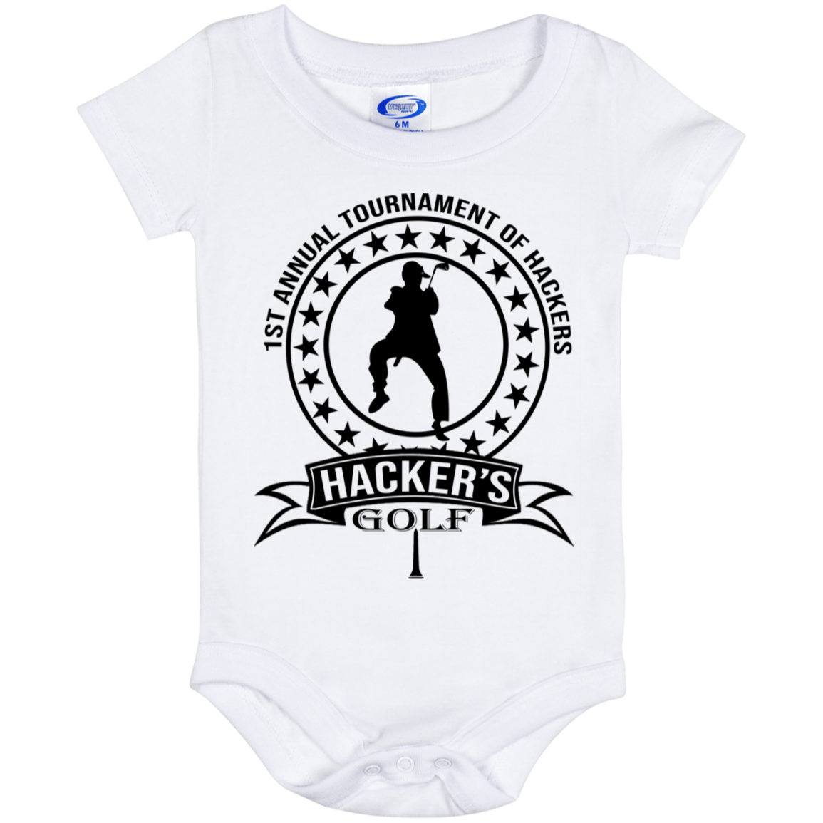 OPG Custom Design #20.1st Annual Hackers Golf Tournament. Men's Edition. Baby Onesie 6 Month