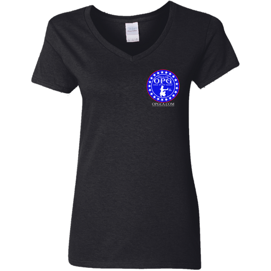 OPG Custom Design #18. Weapons of Grass Destruction. Ladies' 5.3 oz. V-Neck T-Shirt