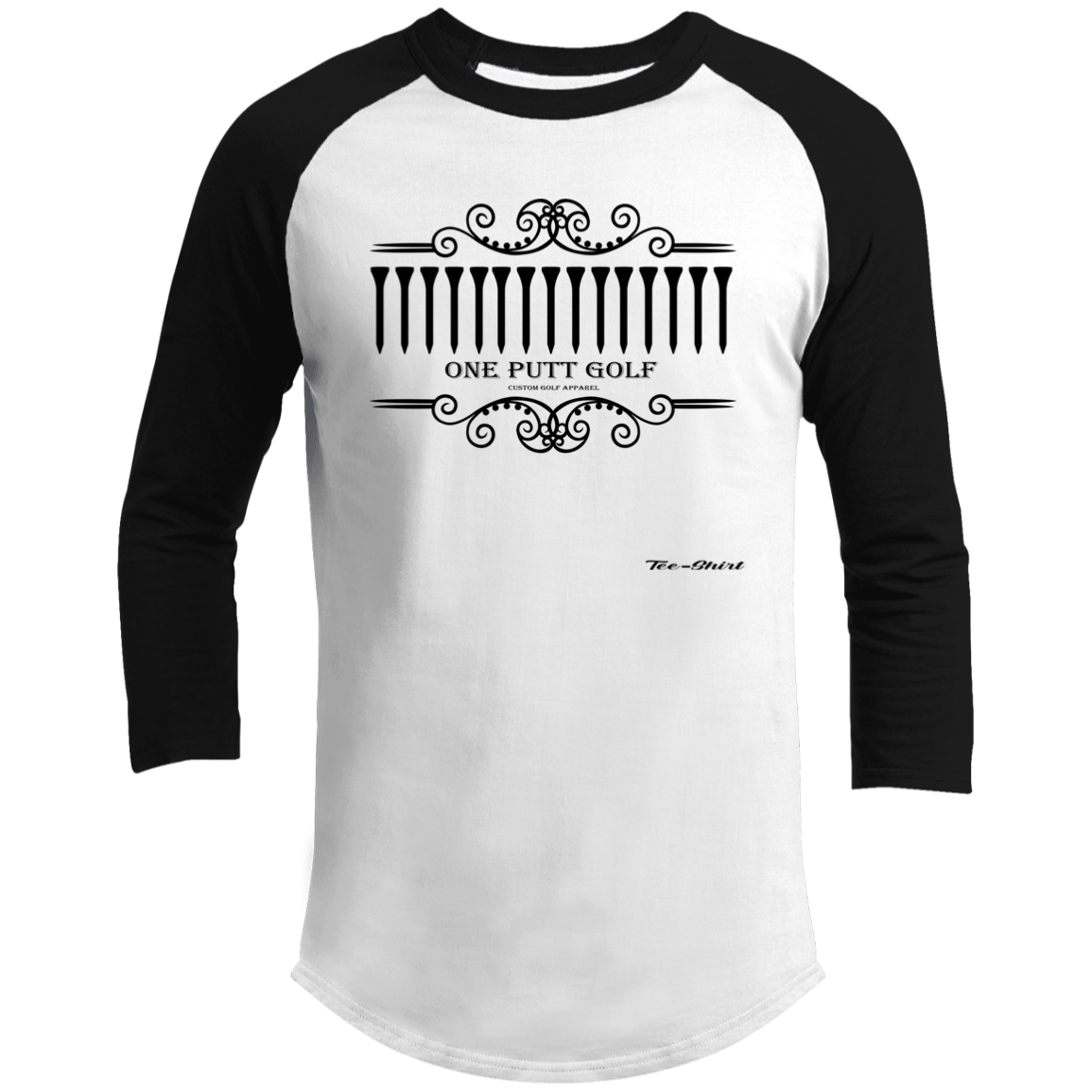 OPG Custom Design #5. Golf Tee-Shirt. Golf Humor. 3/4 Raglan Sleeve Shirt 100% Ringspun Combed Cotton