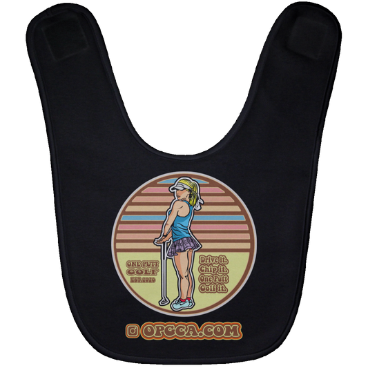 OPG Custom Design #28. Drive it. Chip it. One Putt golf it. Baby Bib