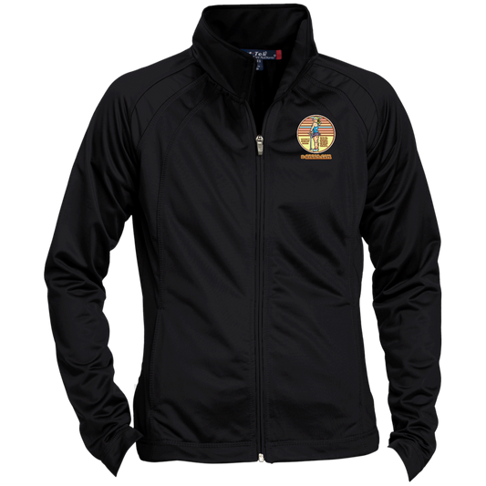 OPG Custom Design #28. Drive it. Chip it. One Putt golf it. Ladies' Raglan Sleeve Warmup Jacket