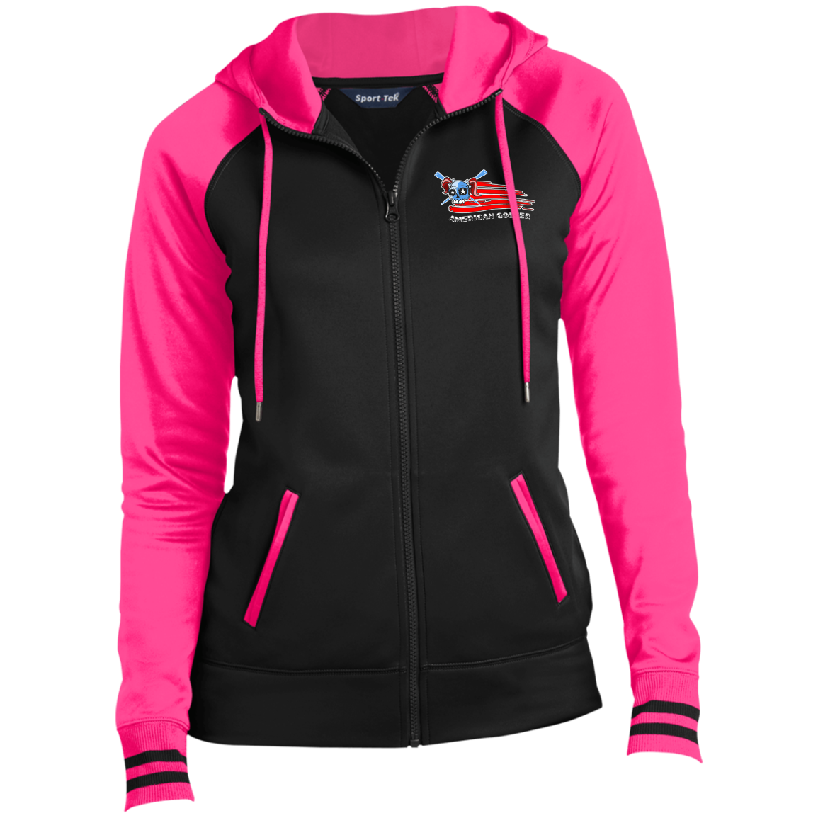 OPG Custom Design #12. American Golfer. Female Edition. Ladies' Sport-Wick® Full-Zip Hooded Jacket