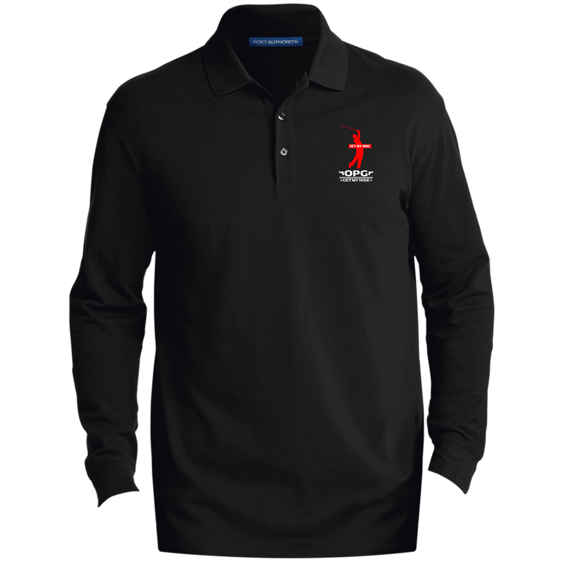 OPG Custom Design #16. Get My Nine. Male Version. Men's EZCotton™ Long Sleeve Polo