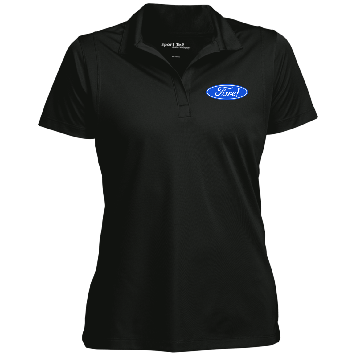 OPG Custom Design #11. Fore! Ford Parody. Ladies' Micropique Sport-Wick® Polo