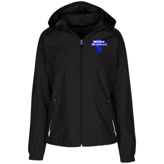 OPG Custom Design #3. Blue Tees Blues Brothers Fan Art. Ladies' Jersey-Lined Hooded Windbreaker