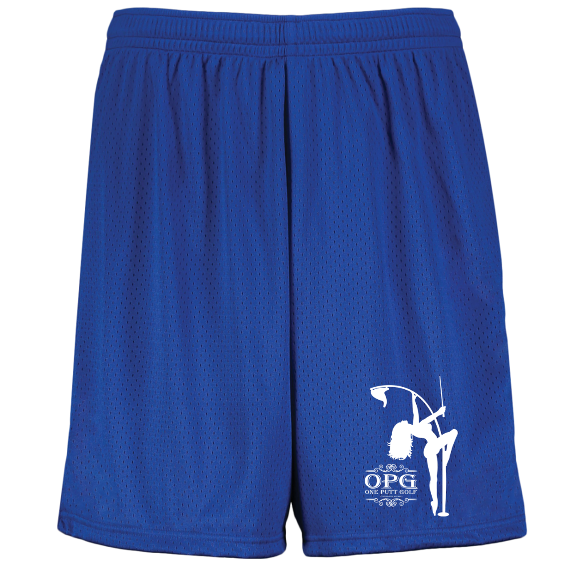 OPG Custom Design #10. Lady on Front / Flag Pole Dancer On Back. Youth Moisture-Wicking Mesh Shorts