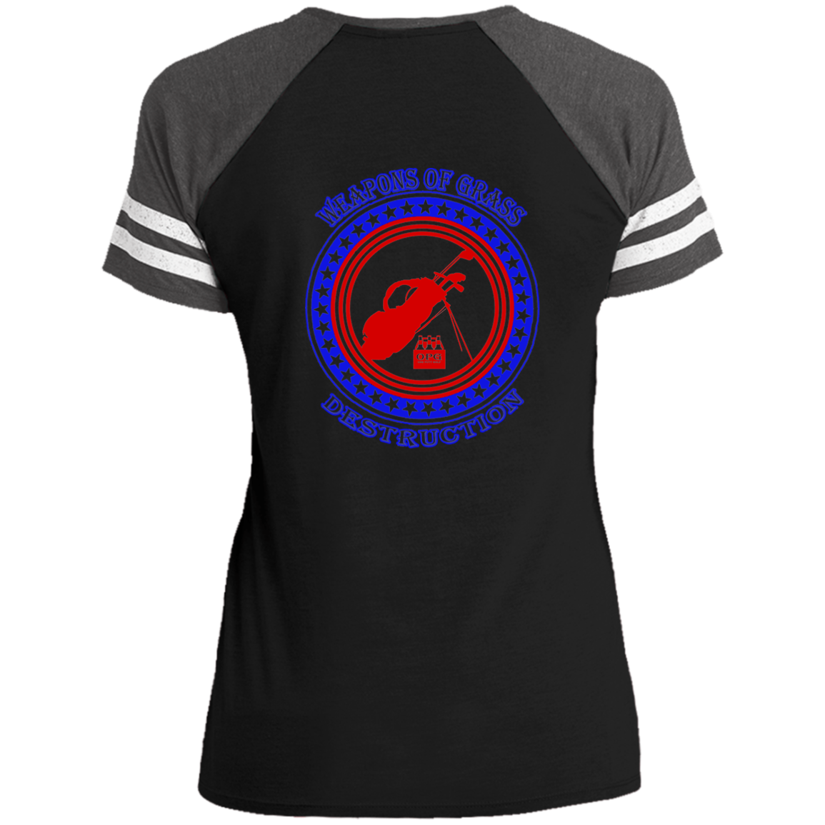 OPG Custom Design #18. Weapons of Grass Destruction. Ladies' Game V-Neck T-Shirt