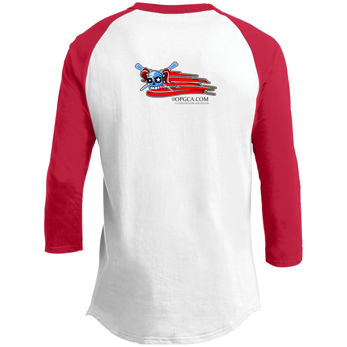 OPG Custom Design #12. American Golfer. Female Edition. Youth 3/4 Raglan Sleeve Shirt