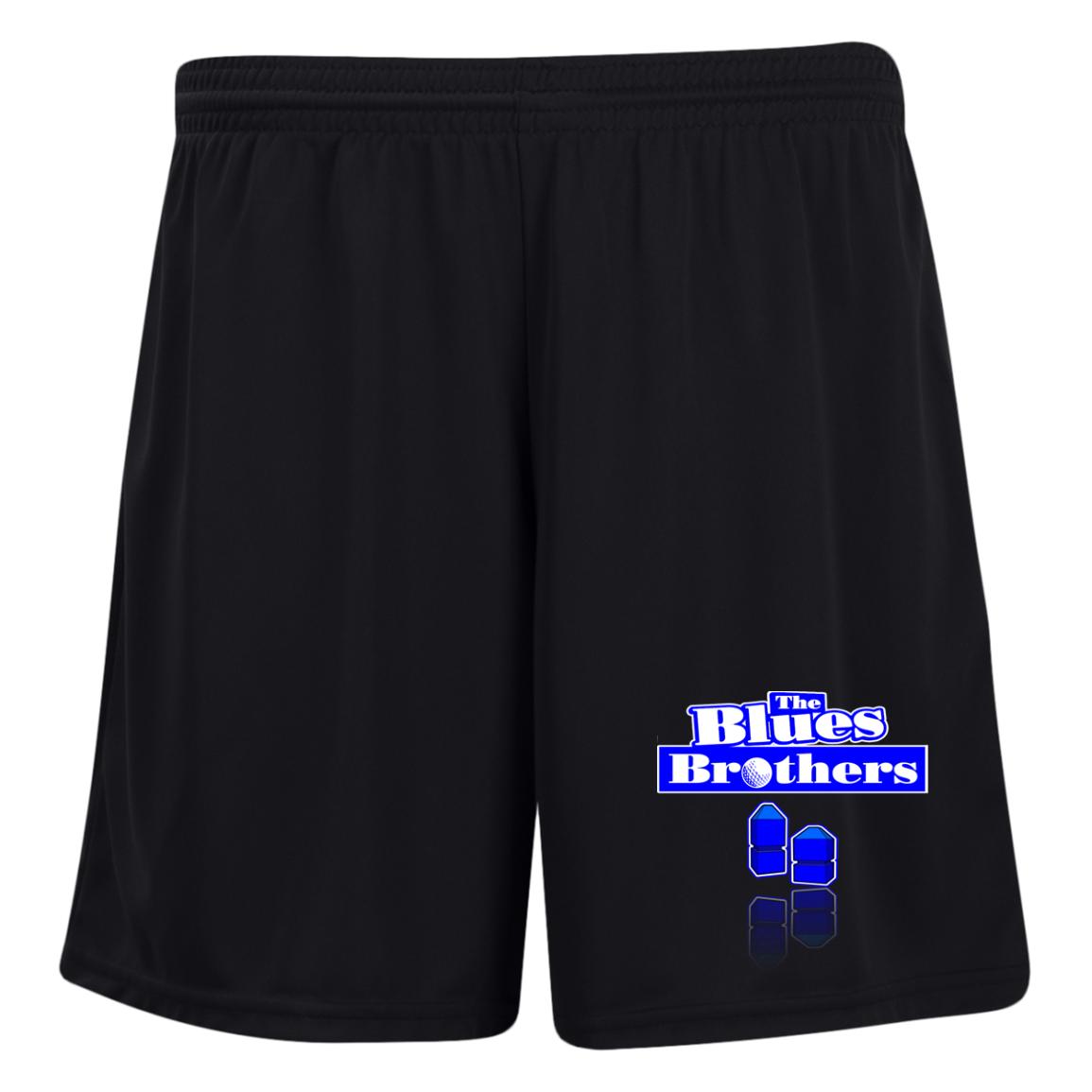 OPG Custom Design #3. Blue Tees Blues Brothers Fan Art. Ladies' Moisture-Wicking 7 inch Inseam Training Shorts