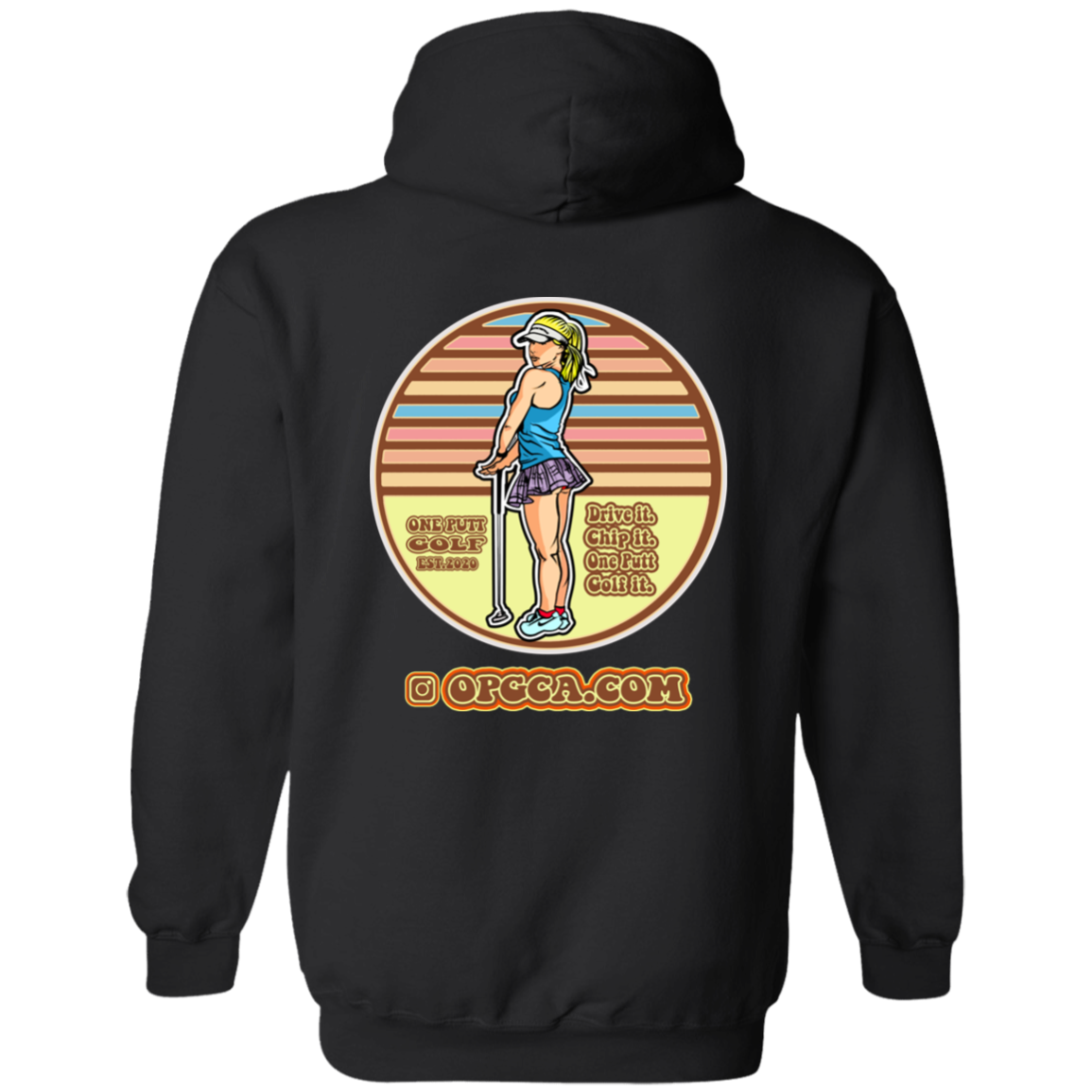 OPG Custom Design #28. Drive it. Chip it. One Putt golf it. Zip Up Hooded Sweatshirt