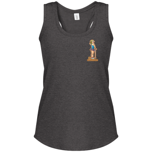 OPG Custom Design #28. Drive it. Chip it. One Putt golf it. Ladies' Perfect Tri Racerback Tank