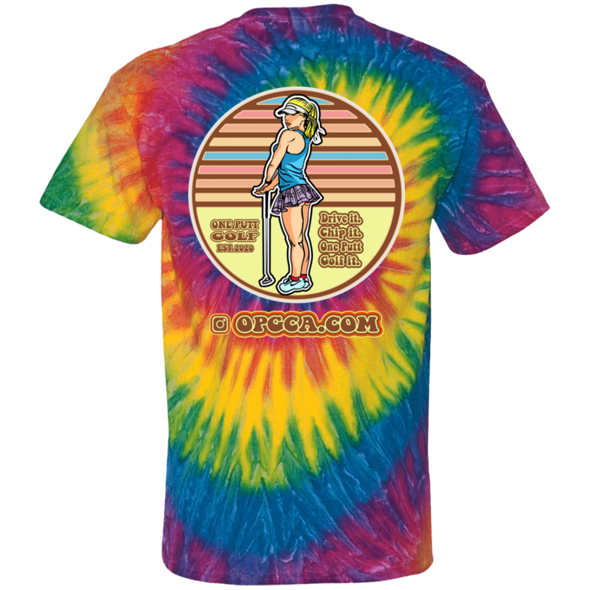 OPG Custom Design #28. Drive it. Chip it. One Putt golf it. Youth Tie Dye T-Shirt