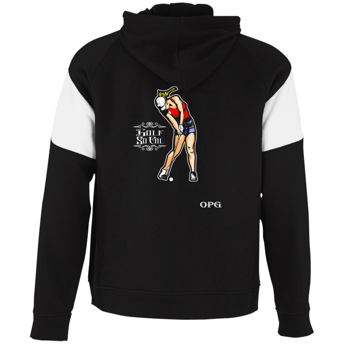 OPG Custom Design #9. Drive it. Chip it. One Putt Golf It. Golf So. Cal. Colorblock Fleece Hoodie