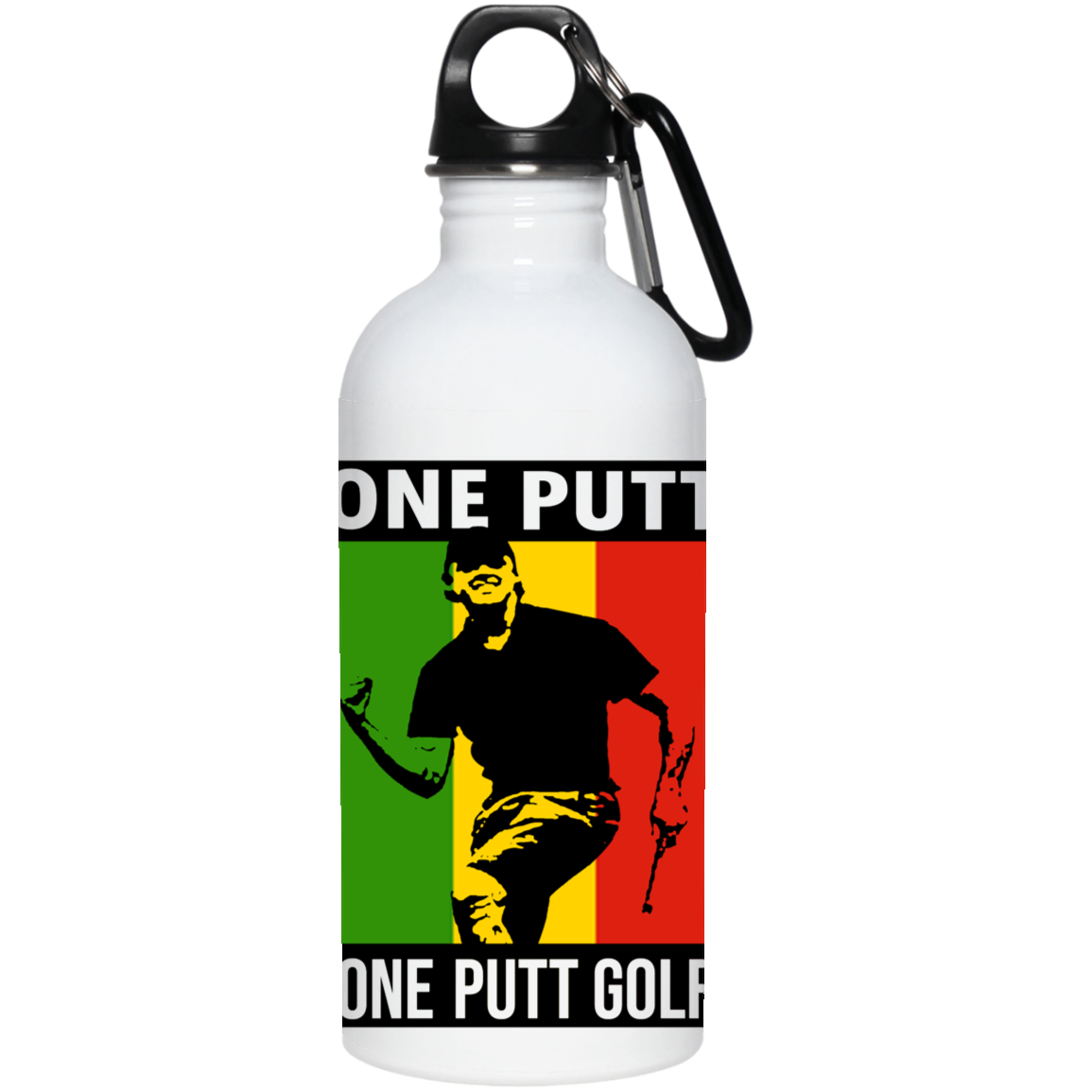 OPG Custom Design #22. One Putt. Bob Marley One Love Parody. Men's Edition. 20 oz. Stainless Steel Water Bottle