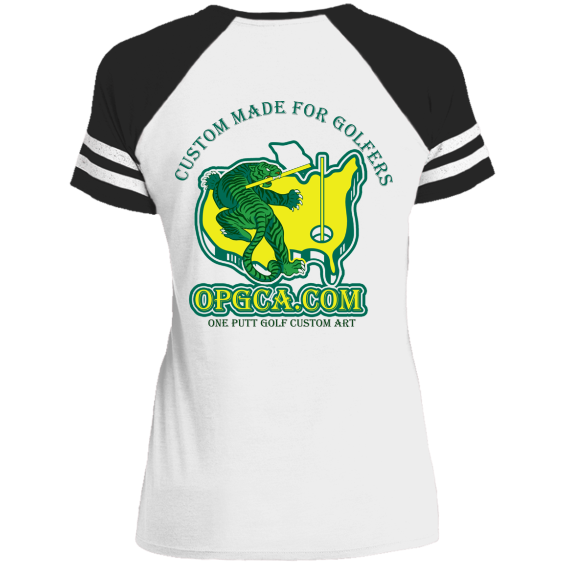 OPG Custom Design #26. Tiger Woods Fan Art. 2019 Master's Champion. Ladies' Game V-Neck T-Shirt