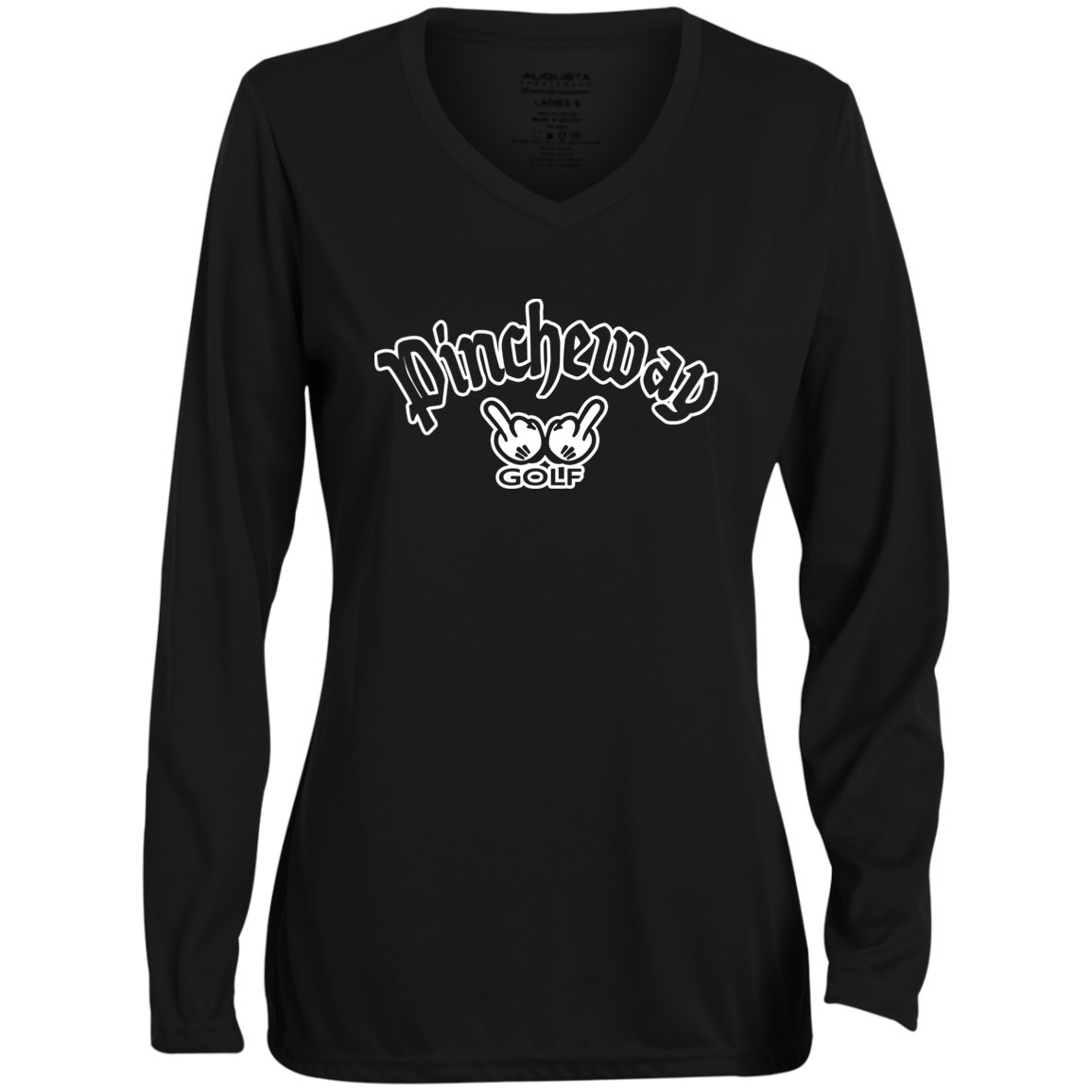 ZZZ#27 OPG Custom Design. Pincheway. Ladies' Moisture-Wicking Long Sleeve V-Neck Tee