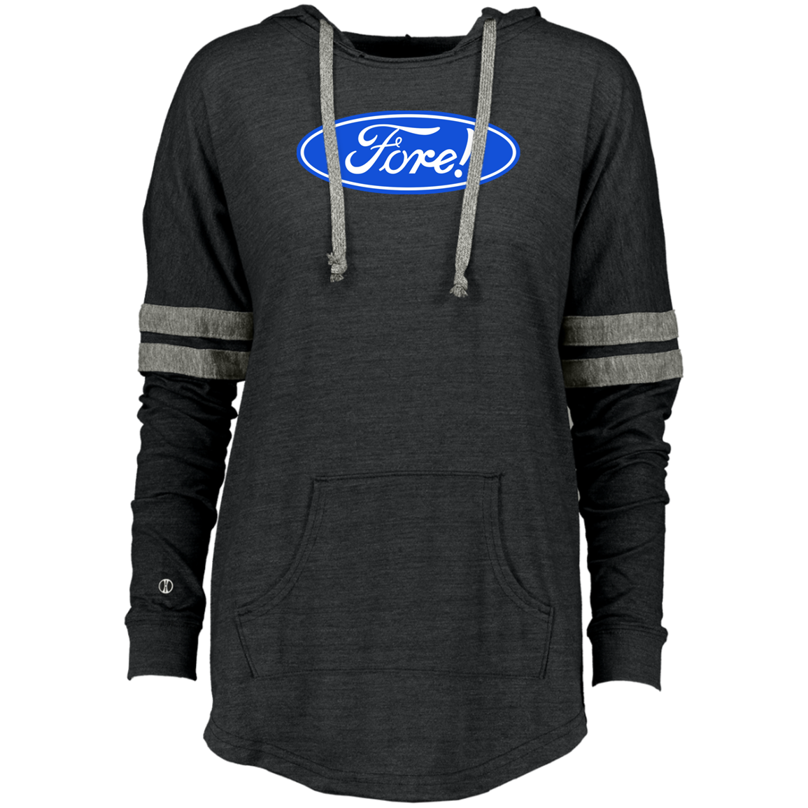 OPG Custom Design #11. Fore! Ford Parody. Ladies Hooded Low Key Pullover