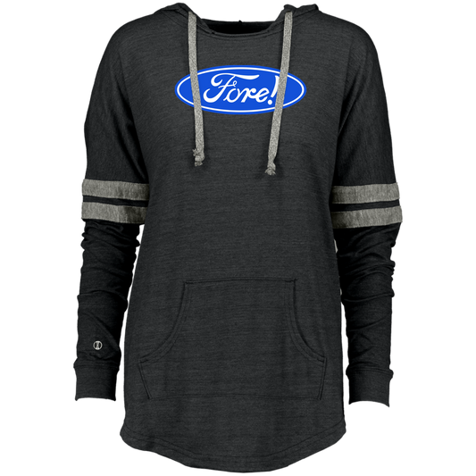 OPG Custom Design #11. Fore! Ford Parody. Ladies Hooded Low Key Pullover