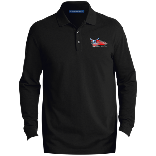 OPG Custom Design #12. American Golfer. Female Edition. Men's EZCotton™ Long Sleeve Polo