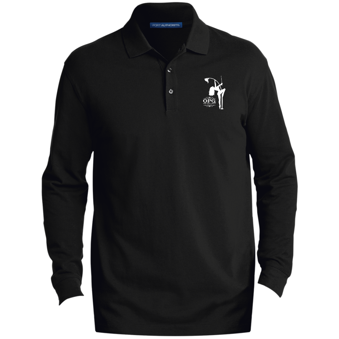 OPG Custom Design #10. Flag Pole. Men's EZCotton™ Long Sleeve Polo