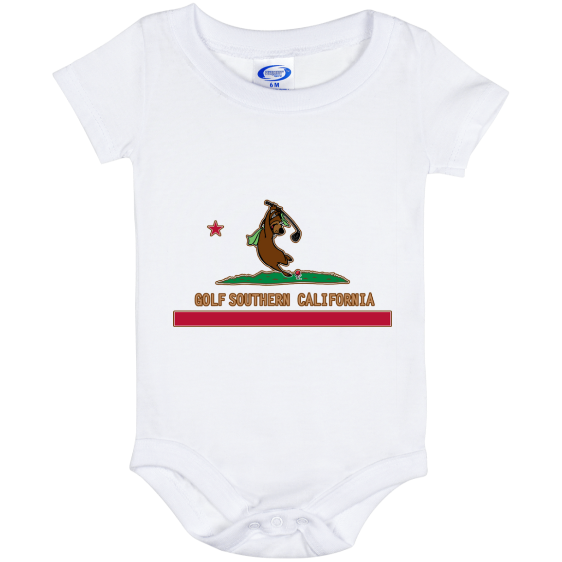 OPG Custom Design #15. Golf Southern California with Yogi Bear Fan Art. Baby Onesie 6 Month