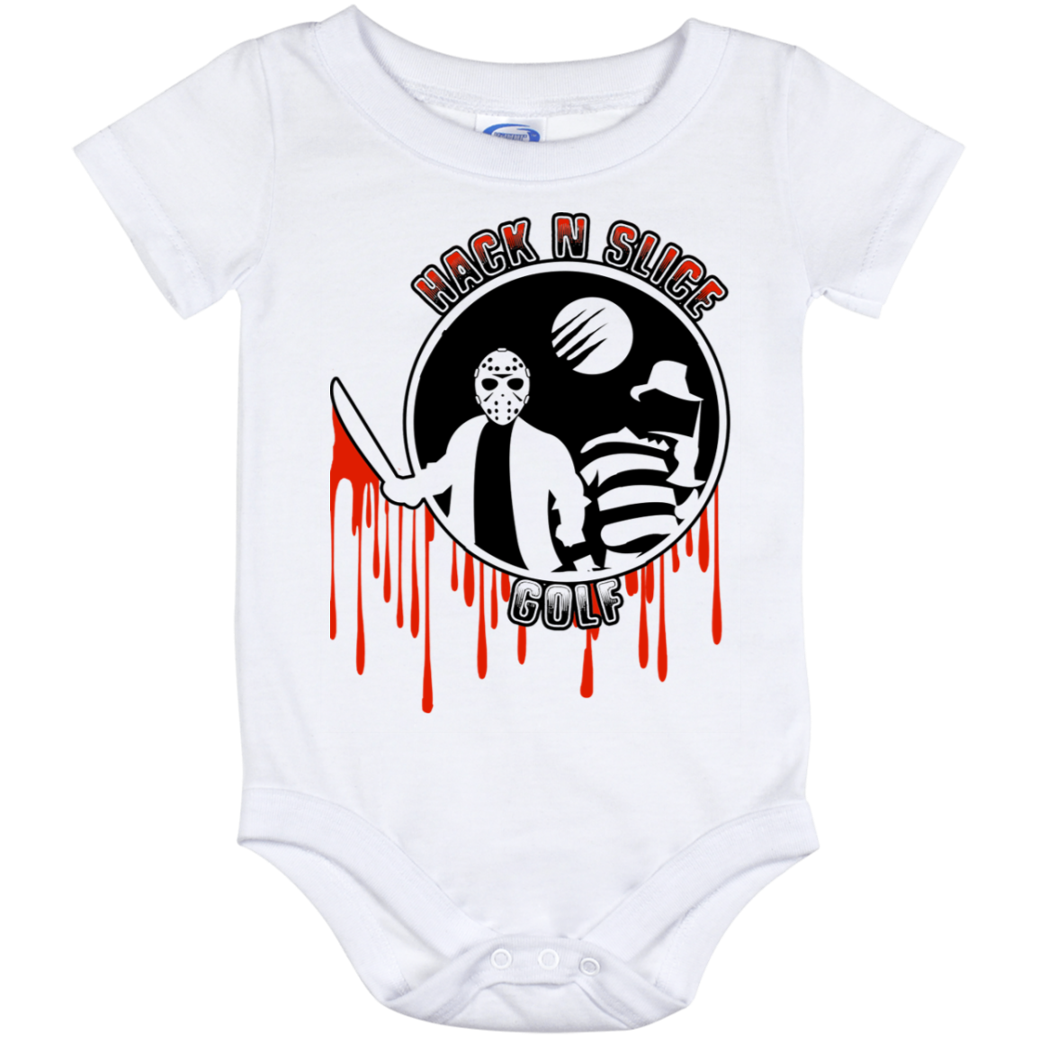 OPG Custom Design #23. Hack N Slice Golf. Freddy and Jason Fan Art. Baby Onesie 12 Month