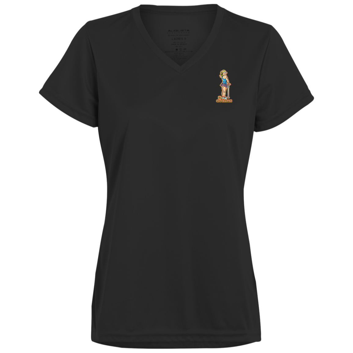 OPG Custom Design #28. Drive it. Chip it. One Putt golf it. Ladies’ Moisture-Wicking V-Neck Tee