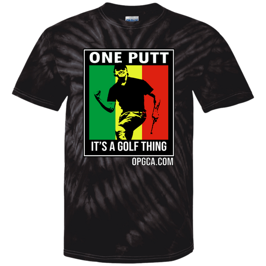 OPG Custom Design #22. One Putt / One Love Parody with Fan Art. Male Edition. Youth Tie Dye T-Shirt