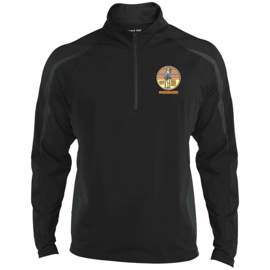 OPG Custom Design #28. Drive it. Chip it. One Putt golf it. Sport Wicking Colorblock 1/2 Zip