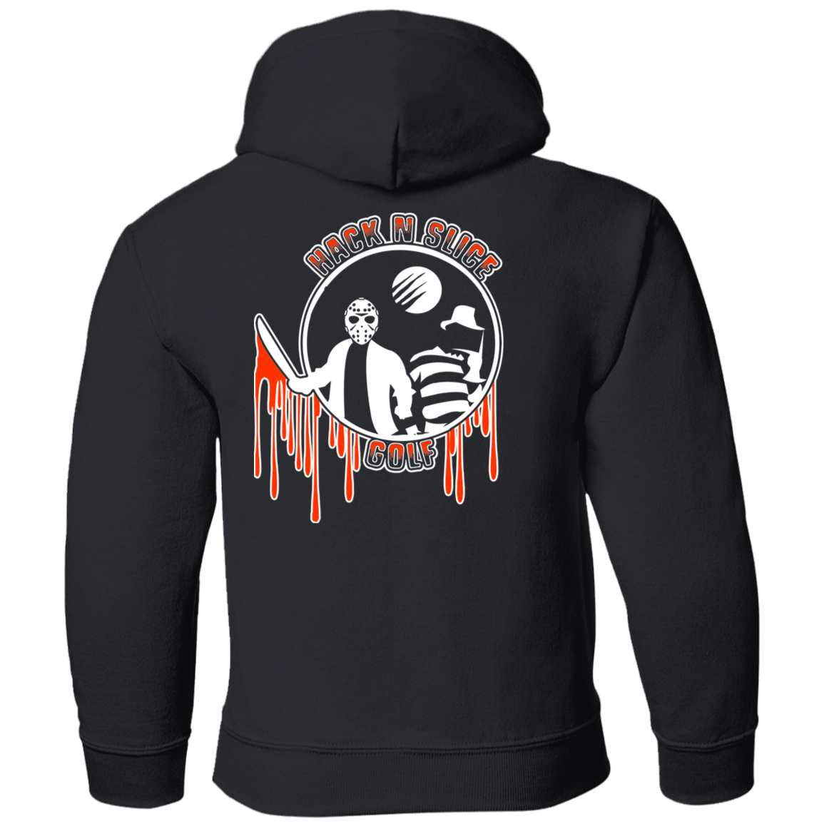 OPG Custom Design #23. Hack N Slice Golf. Freddy and Jason Fan Art. Youth Pullover Hoodie