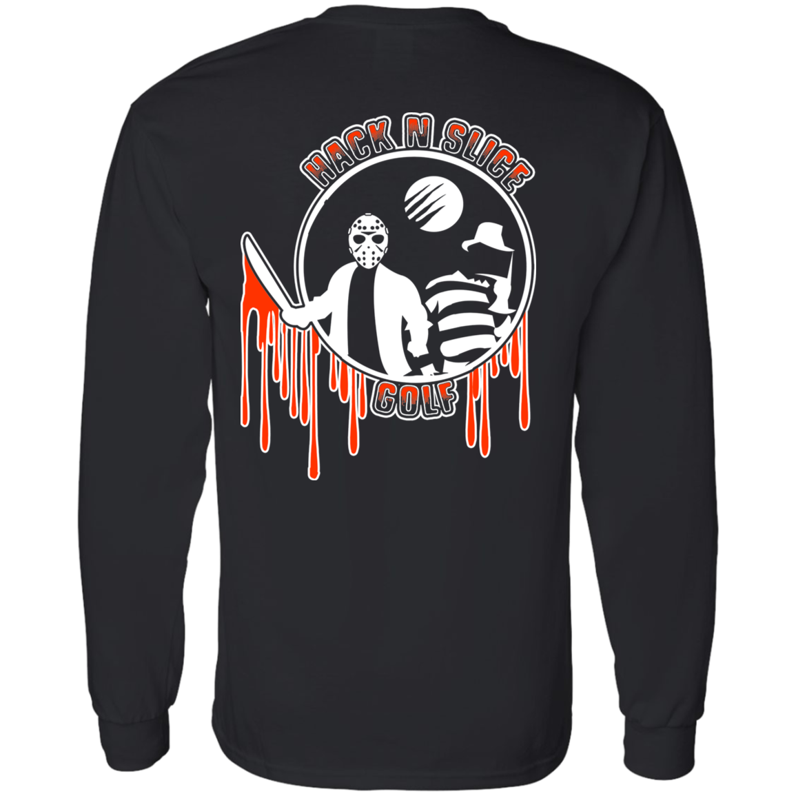 OPG Custom Design #23. Hack N Slice Golf. Freddy and Jason Fan Art. LS T-Shirt 5.3 oz.